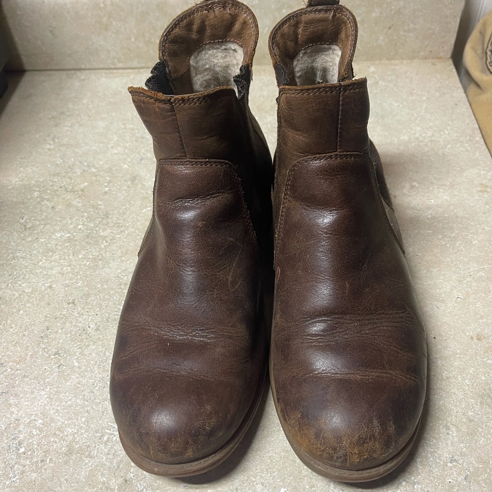 Leather slip on boots